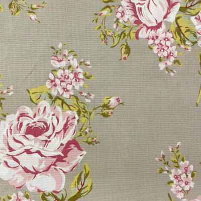 בד קנבס מוקה פרחים גדולים