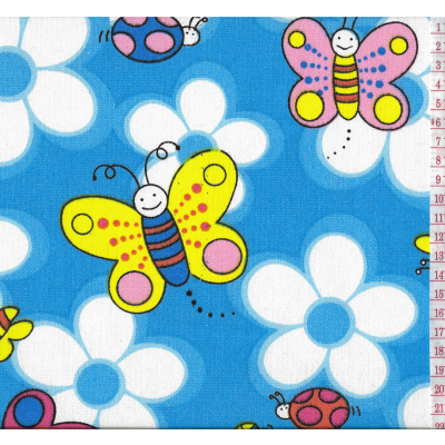 בד קנבס תכלת פרפרים