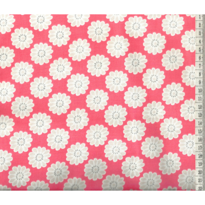 בד קנבס פרחים על רקע ורוד