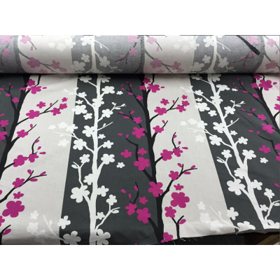 בד קנבס פרחים על פסים רחבים