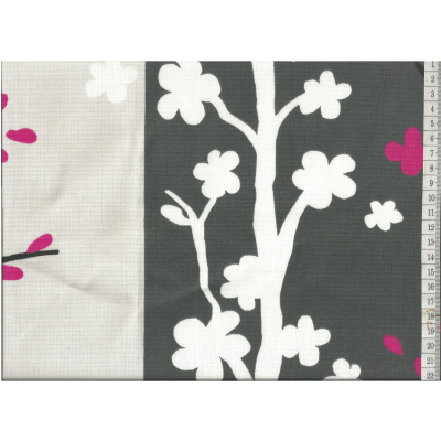 בד קנבס פרחים על פסים רחבים