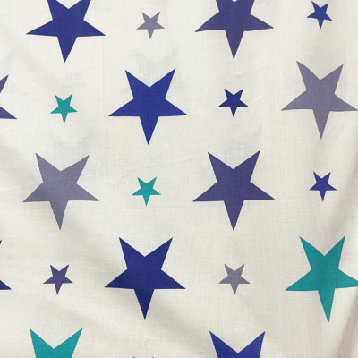 בד כותנה כוכבים כחול טורקיז - רוחב 2.8 מ'