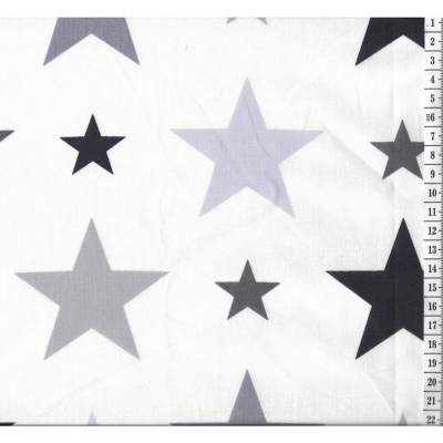 בד כותנה כוכבים אפור שחור - רוחב 2.5 מ'