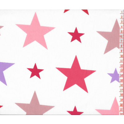 בד כותנה כוכבים ורוד וסגול - רוחב 2.5 מ'