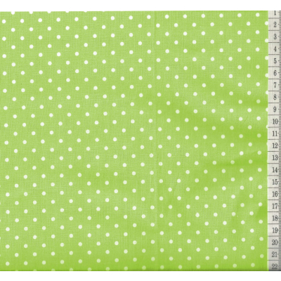 בד כותנה ירוק בהיר נקודות - רוחב 2.5 מ' 