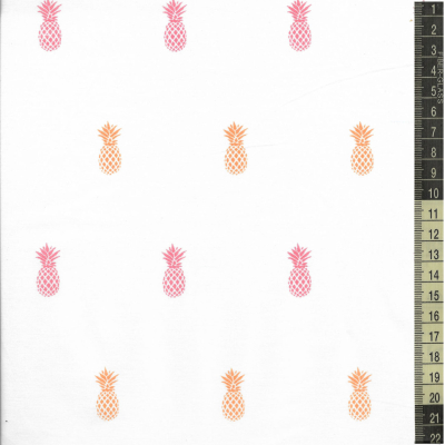 בד כותנה (פרקל) אננסים כתומים וורודים - רוחב 2.75 מ'