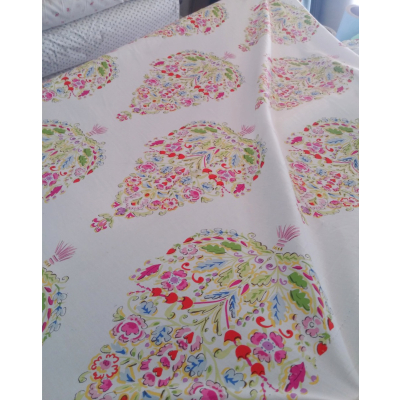 בד כותנה אשכול פרחים - רוחב 2.5 מ'