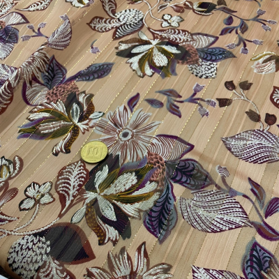 בד שיפון אפרסק פרחים לורקס