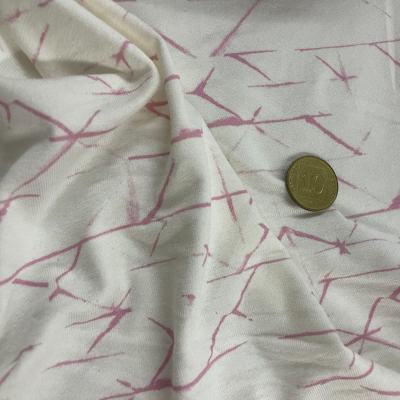 בד סימפוניה ויסקוזה הדפס ורוד