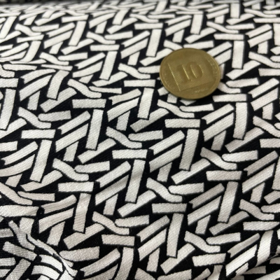 בד סימפוניה ויסקוזה מודפס שחור ולבן