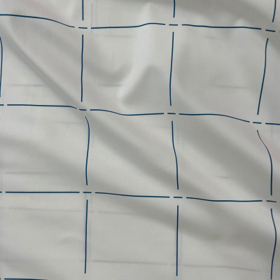בד כותנה (סאטן 500) ריבועים כחולים - רוחב 2.8 מ'