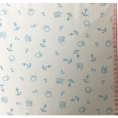 בד סינגל עוגנים תכלת