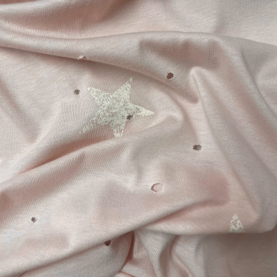 בד סינגל מחורר ורוד פודרה כוכבים